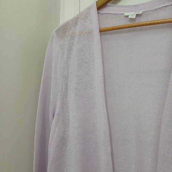 J jill womens large linen viscose  open knit lavender purple cardigan topper - Picture 3 of 7